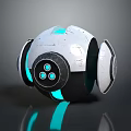 Space Exploration Spherical Device With White Black Shell Blue Lights Three Circular Sensors And Hatch 3d model