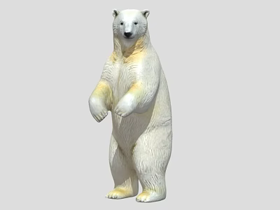 Standing Polar Bear Figure With White Fur Against Simple Gray Background 3d model