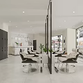 Modern Beauty Hair Salon Interior Design With Styling Chairs Mirrors And Potted Plants