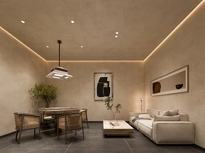 Hotel Mahjong Room With Modern Interior Design Comfortable Seats And Decorative Lighting 3d model