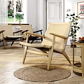 Modern Woven Rattan Lounge Chair With Wooden Frame In Bright Living Space