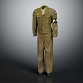 Olive Green Military Uniform Suit With Shoulder Patches And Arm Insignia