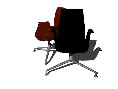 Modern Office Chair Design With Black Brown Colors And Metal Base 3d model