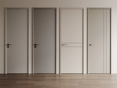 Modern Interior Hinged Doors With Various Neutral Tones And Simple Designs 3d model