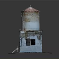 Vintage Lighthouse Model Display With Red Roof Light Blue Tower And Small Window
