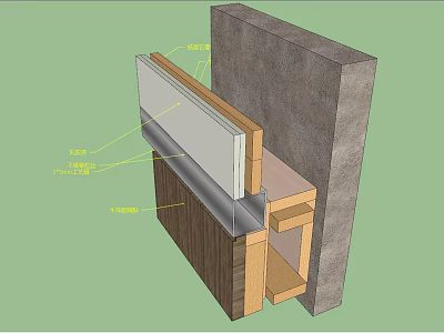 Building Component Cross Section With Wooden Metal Concrete Layers And Structure 3d model