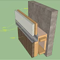 Building Component Cross Section With Wooden Metal Concrete Layers And Structure 3d model