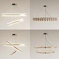 Modern Geometric Chandeliers Featuring Circular Linear and Layered Hanging Lighting Designs 3d model