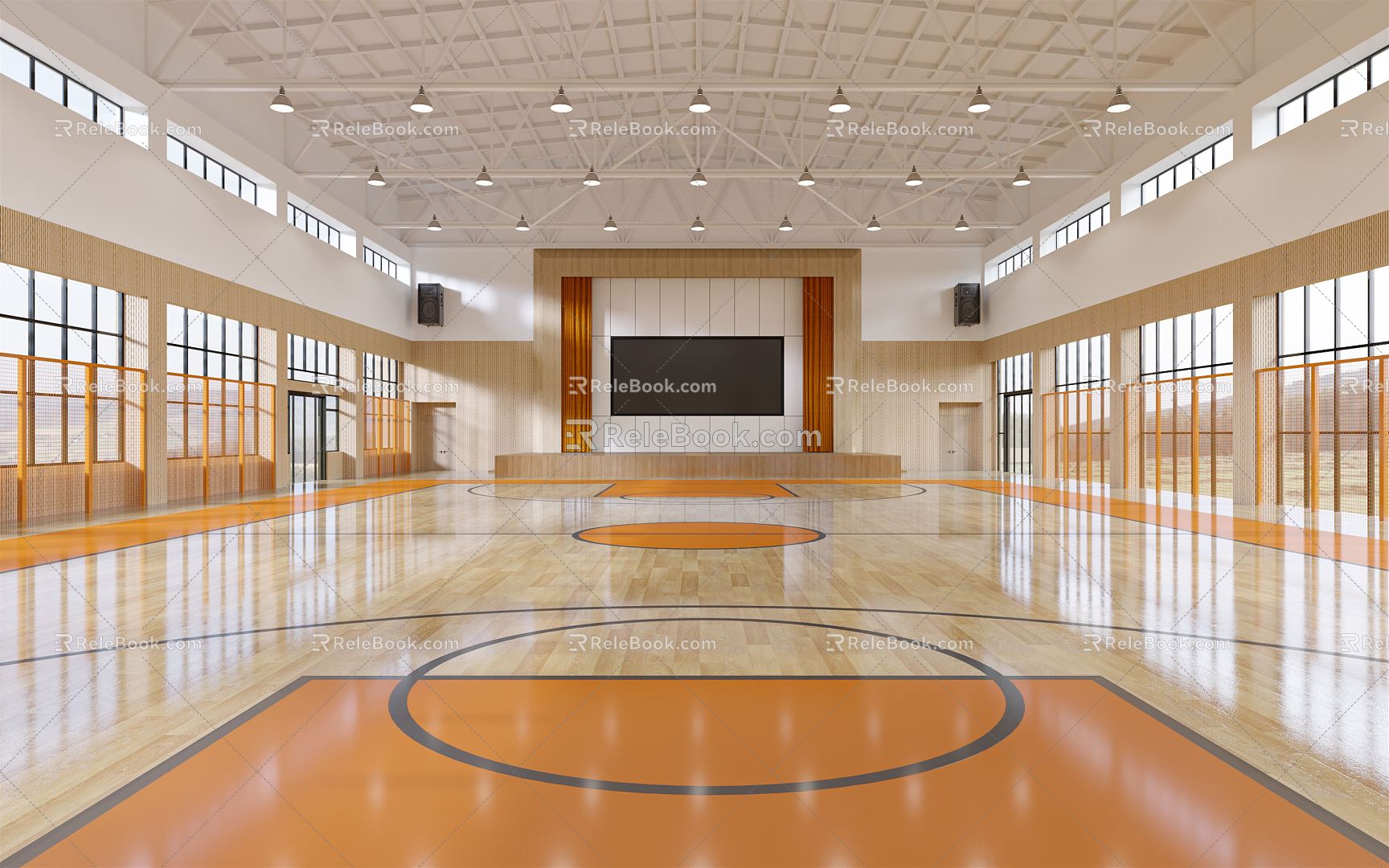 modern basketball hall 3d model