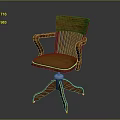 Wooden Office Chair with Armrests Green Padded Seat Slatted Backrest and Five Star Base