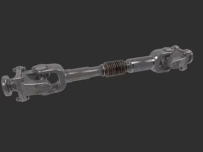 Car Drive Shaft Metal Component With Universal Joints And Telescopic Section 3d model