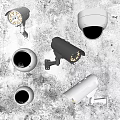 Projection Monitoring System With Various Wall Mounted Security Cameras And Designs