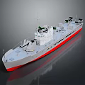Water Vehicle Military Style Patrol Boat With White Hull Red Bottom Superstructure And Deck Equipment