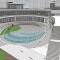 Modern Commercial Street Design With Plaza Shops Greenery And Pedestrian Areas