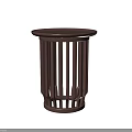 Dark Round Coffee Table With Vertical Slat Design And Wooden Structure 3d model