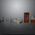 Modern Home Furniture Display With Bed Cabinet Chair And Decorative Vase