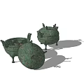 Modern Ding Hot Pot Five-grid Ruding 3d model