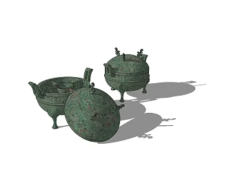 Modern Ding Hot Pot Five-grid Ruding 3d model