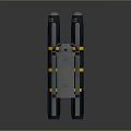 Dual Cylindrical Military Weapon Launcher With Grey Yellow Stripes And Warning Labels