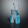 Blue And Gray Short Overalls With Suspenders For Casual Everyday Wear
