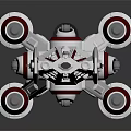 White and Red Cosmic Spaceship Model with Multiple Thrusters and Aerodynamic Structure 3d model