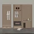 Modern Light Wooden Wardrobe Design With Hanging Space Shoe Shelf And Storage Compartments