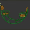 Modern Double Rocking Chair With Green Frame And Orange Seats Design