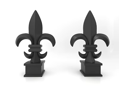 Elegant Black Symmetric Fleur De Lis Decorative Ornament Set For Interior Decor 3d model
