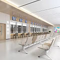 Modern Hospital Outpatient Clinic Waiting Area With Seats Signage And Patient Seated