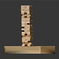 Tall Stacked Wooden Blocks Tower Structure On Square Wooden Base
