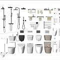 Various Styles Of Modern Toilets With Bathroom Accessories And Fixtures