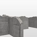 Gray Concrete Wall Structures With Irregular Shapes And Multiple Textured Surfaces Design 3d model