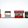 Small Commercial Stalls With PERTAMINI Shop Cafe Cream And Cigarette Displays