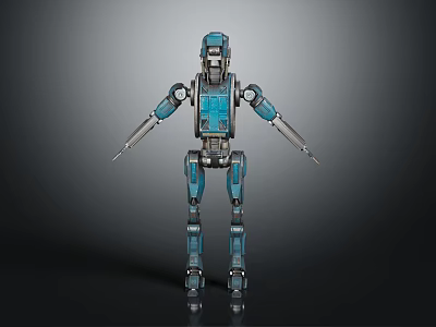 Blue Humanoid Robot Character With Mechanical Sci Fi Design And Metallic Structure 3d model