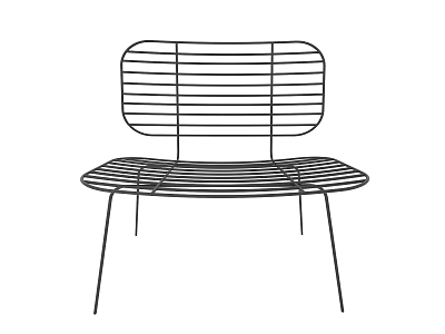 Modern Minimalist Leisure Chair With Striped Wire Back And Sleek Metal Frame Design 3d model