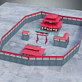 Traditional Ancient Chinese Architecture Featuring Red Roofs Enclosed Walls and Courtyard Layout