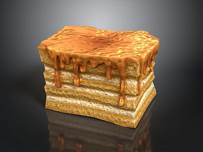 Multi Layered Shiny Golden Brown Household Decorative Item With Dripping Surface Design 3d model