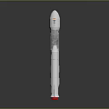 Detailed White Rocket Model With Side Boosters And Red Base Structure 3d model