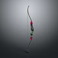 Handcrafted Traditional Longbow Weapon Featuring Red Green Accents And Decorative Details