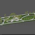 Scenic Park Landscape With Winding Paths Green Lawns Trees And Ponds