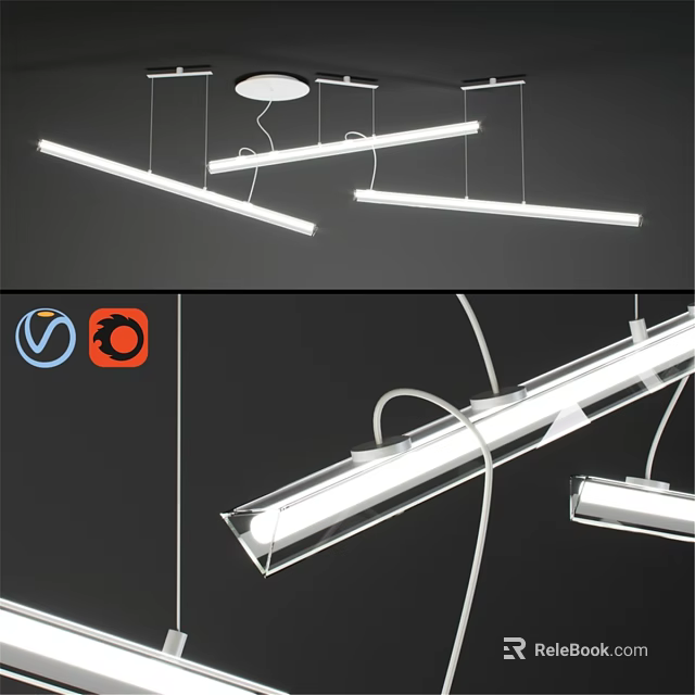 Modern Linear Pendant Lights With White Transparent Design For Interior Decoration 3d model 