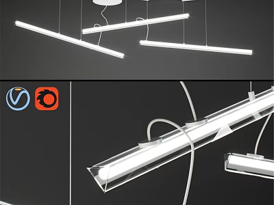 Modern Linear Pendant Lights With White Transparent Design For Interior Decoration 3d model