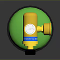Green Nitrogen Gas Cylinder With Yellow Valve Base Stand And Label
