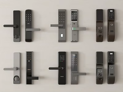 Various Designs of Smart Door Locks with Digital Keypads and Handles 3d model