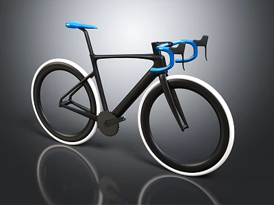Sleek Modern Bicycle With Black Frame Blue Saddle And White Rims Design 3d model
