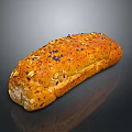 Freshly Baked Golden Brown Grain Topped Bread Loaf With Shiny Surface