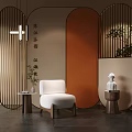 Middle Ancient Style Screen Middle Ancient Style Partition Screen Partition Sofa Plant Floor Lamp 3d model