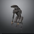 Sci Fi Mechanical Creature With Gray Body Orange Details Jointed Legs And Futuristic Design