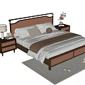 Modern Double Bed Setup With Nightstands Table Lamp Vase Rug And Slippers 3d model
