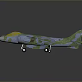 Camouflage Painted Fighter Jet Model With Yellow Canopy And Detailed Structure